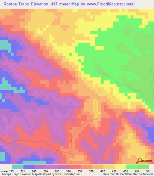 Rompe Trapo,Dominican Republic Elevation Map