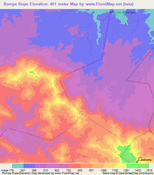 Rompe Ropa,Dominican Republic Elevation Map