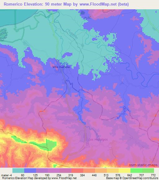 Romerico,Dominican Republic Elevation Map