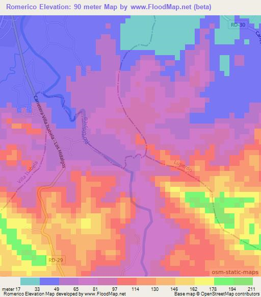 Romerico,Dominican Republic Elevation Map