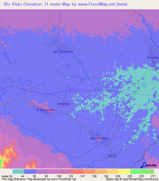 Rio Viejo,Dominican Republic Elevation Map