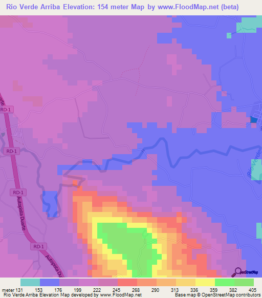 Rio Verde Arriba,Dominican Republic Elevation Map