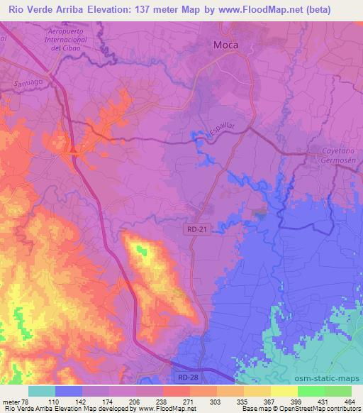 Rio Verde Arriba,Dominican Republic Elevation Map
