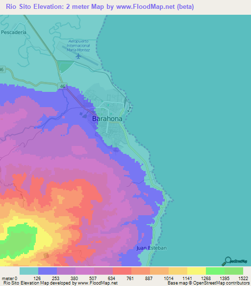 Rio Sito,Dominican Republic Elevation Map