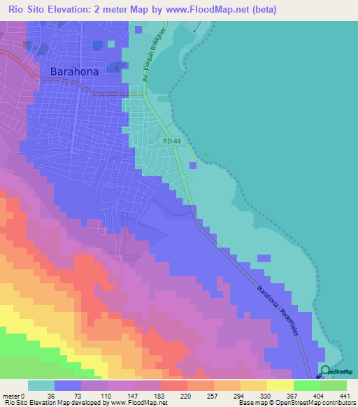 Rio Sito,Dominican Republic Elevation Map