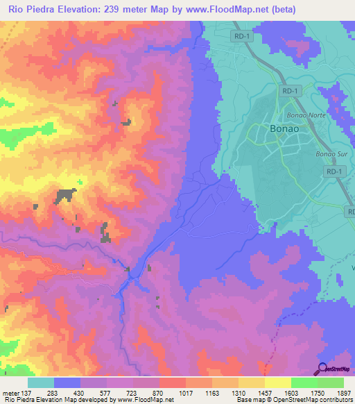 Rio Piedra,Dominican Republic Elevation Map