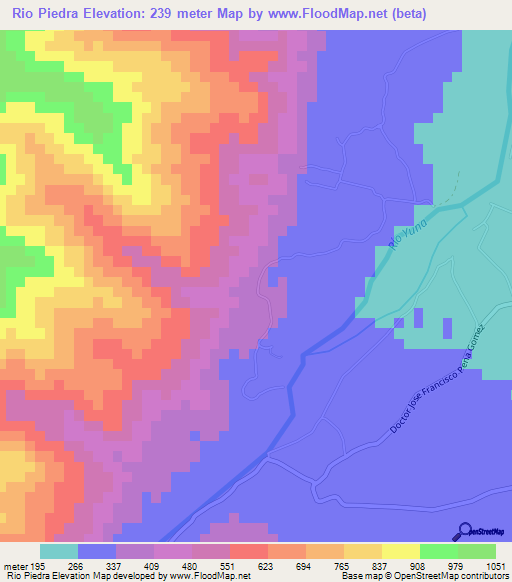 Rio Piedra,Dominican Republic Elevation Map