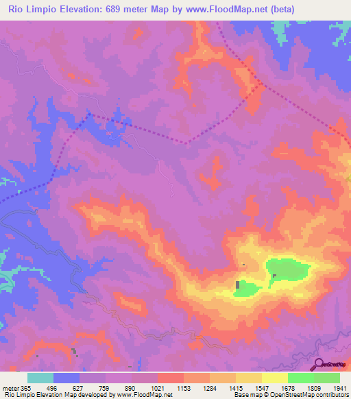 Rio Limpio,Dominican Republic Elevation Map