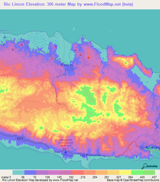 Rio Limon,Dominican Republic Elevation Map