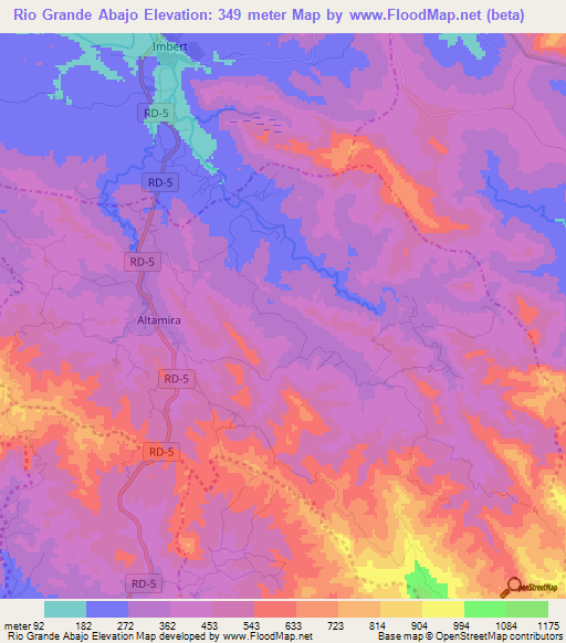 Rio Grande Abajo,Dominican Republic Elevation Map