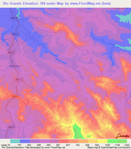 Rio Grande,Dominican Republic Elevation Map