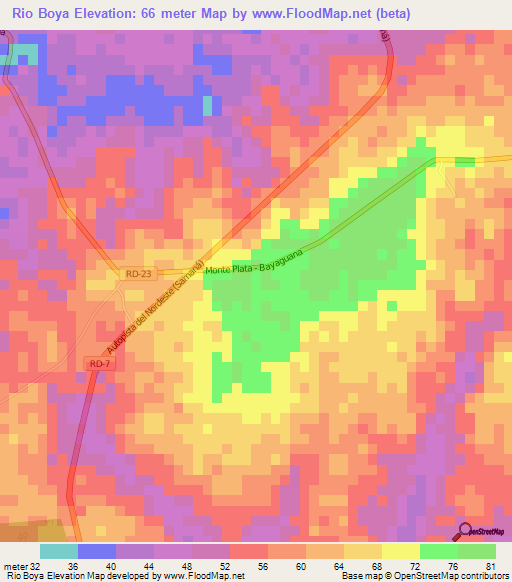 Rio Boya,Dominican Republic Elevation Map