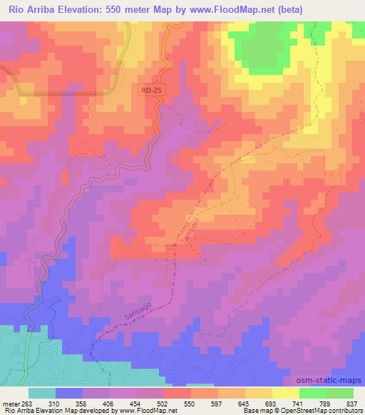 Rio Arriba,Dominican Republic Elevation Map