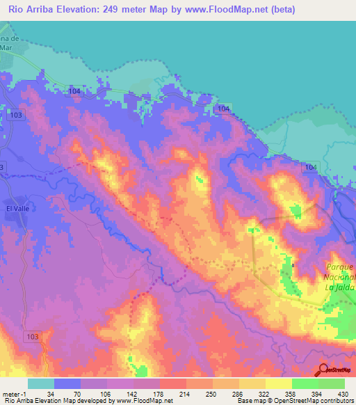 Rio Arriba,Dominican Republic Elevation Map