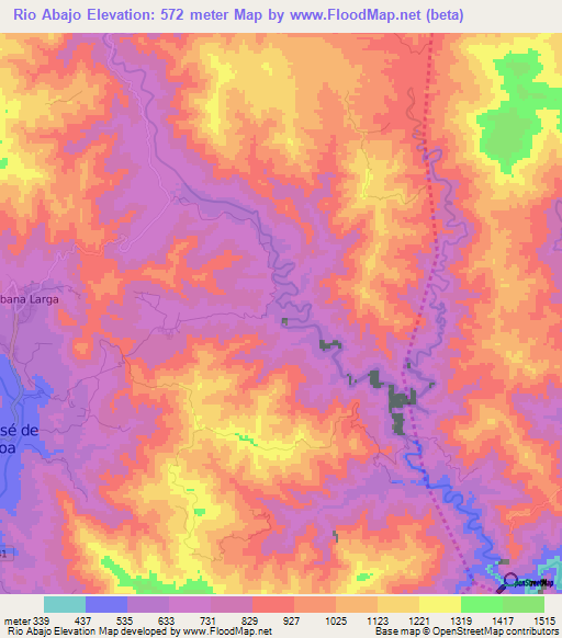 Rio Abajo,Dominican Republic Elevation Map