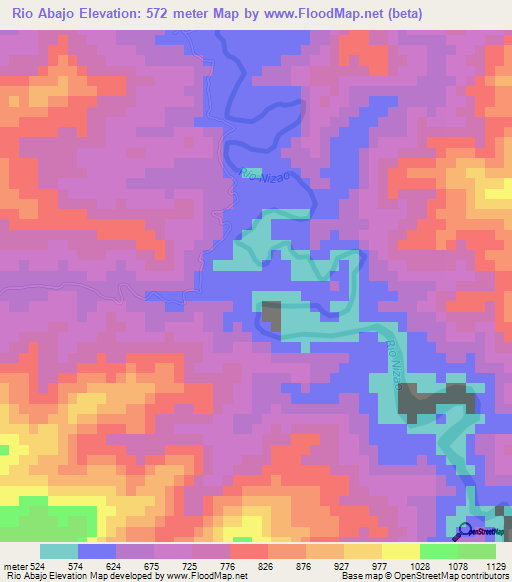 Rio Abajo,Dominican Republic Elevation Map