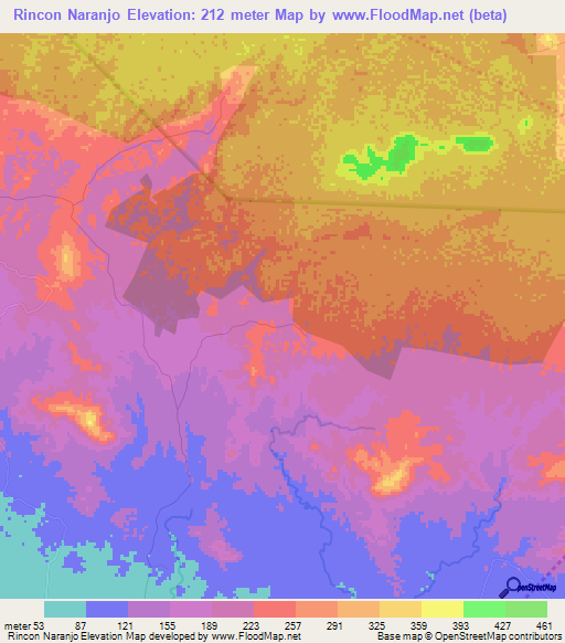 Rincon Naranjo,Dominican Republic Elevation Map