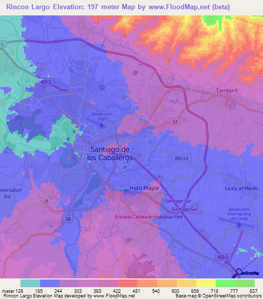 Rincon Largo,Dominican Republic Elevation Map