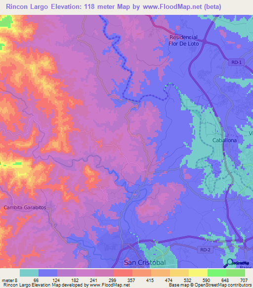 Rincon Largo,Dominican Republic Elevation Map