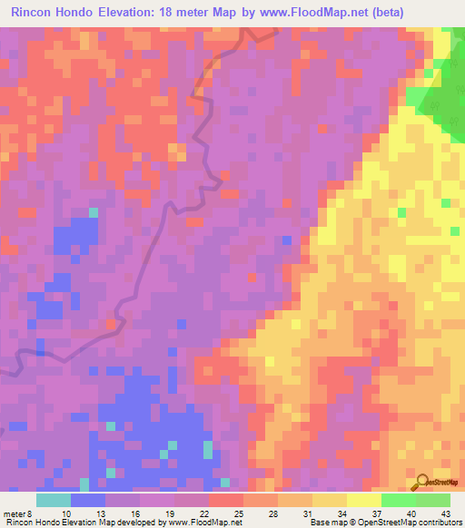 Rincon Hondo,Dominican Republic Elevation Map