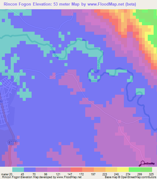 Rincon Fogon,Dominican Republic Elevation Map