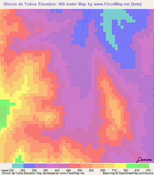 Rincon de Yuboa,Dominican Republic Elevation Map