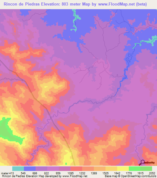 Rincon de Piedras,Dominican Republic Elevation Map