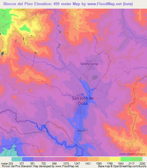 Rincon del Pino,Dominican Republic Elevation Map