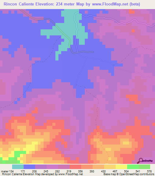 Rincon Caliente,Dominican Republic Elevation Map