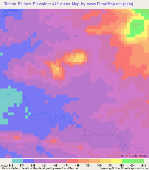 Rincon Bellaco,Dominican Republic Elevation Map