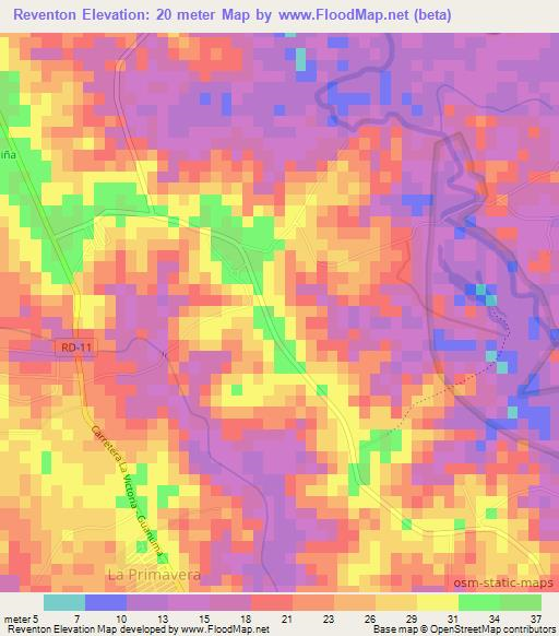 Reventon,Dominican Republic Elevation Map