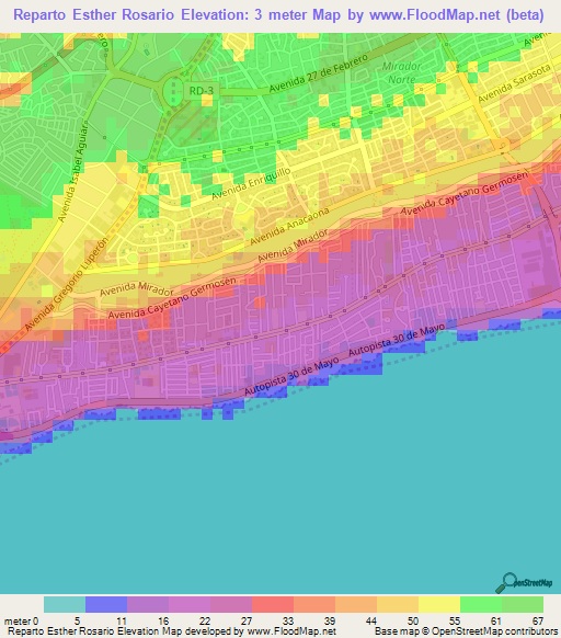 Reparto Esther Rosario,Dominican Republic Elevation Map