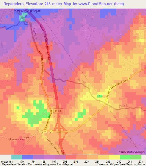 Reparadero,Dominican Republic Elevation Map