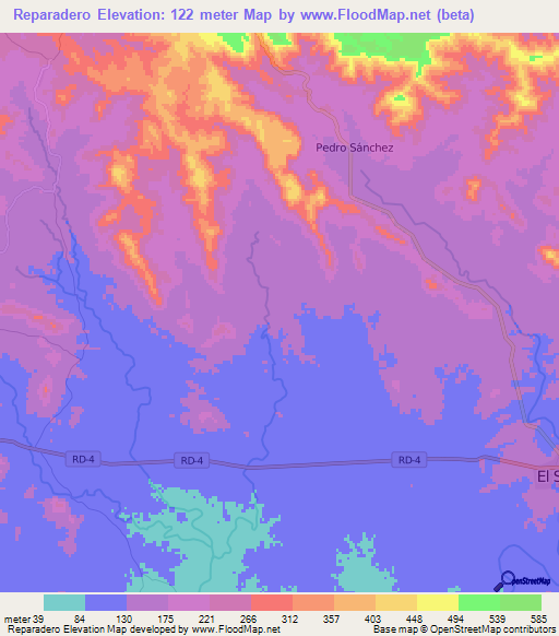 Reparadero,Dominican Republic Elevation Map