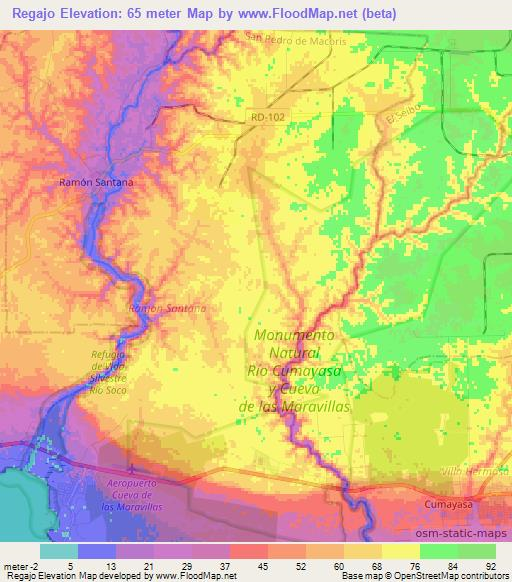 Regajo,Dominican Republic Elevation Map