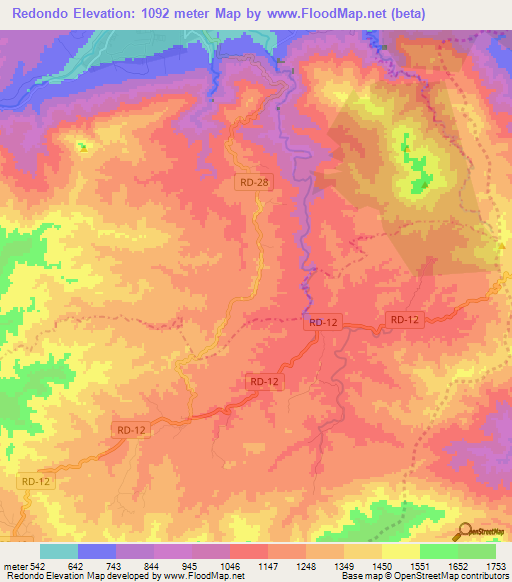 Redondo,Dominican Republic Elevation Map