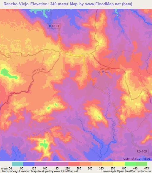 Rancho Viejo,Dominican Republic Elevation Map