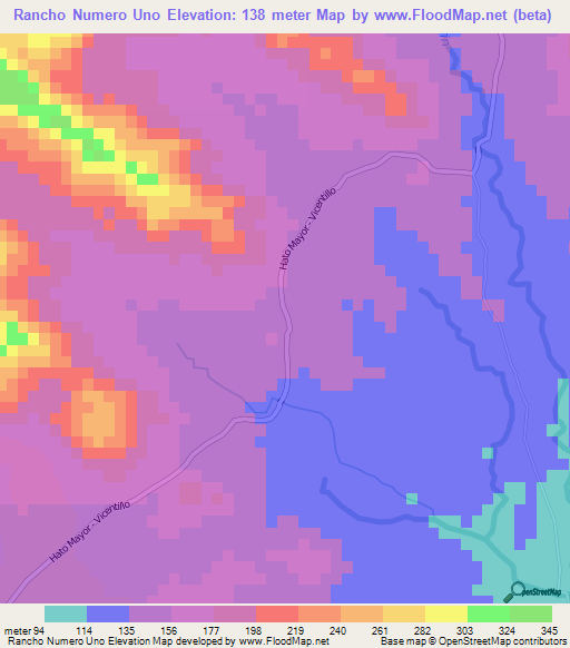 Rancho Numero Uno,Dominican Republic Elevation Map