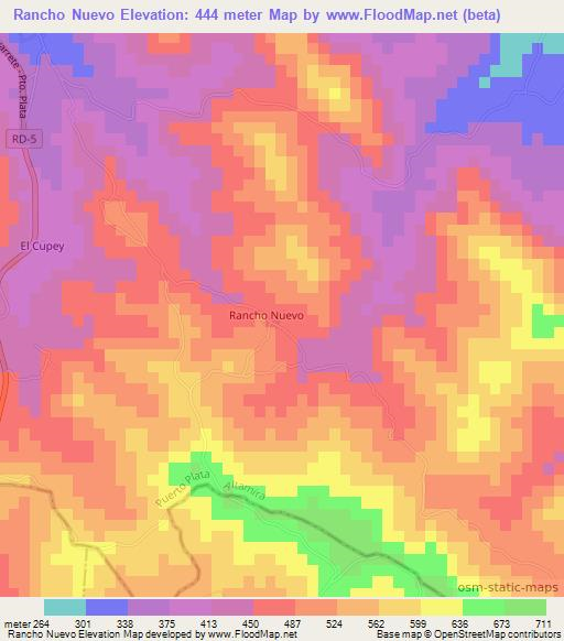 Rancho Nuevo,Dominican Republic Elevation Map