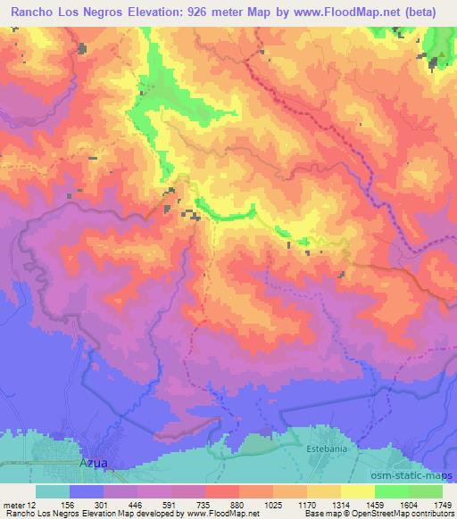 Rancho Los Negros,Dominican Republic Elevation Map