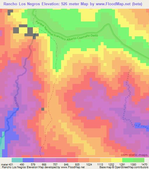 Rancho Los Negros,Dominican Republic Elevation Map