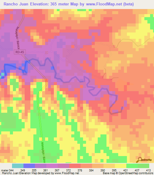 Rancho Juan,Dominican Republic Elevation Map