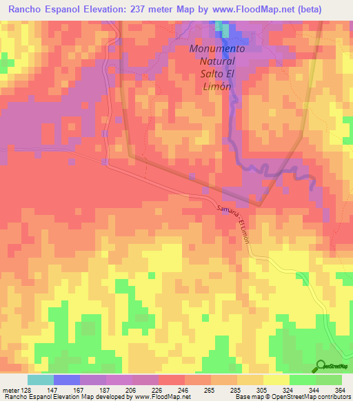 Rancho Espanol,Dominican Republic Elevation Map