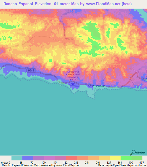 Rancho Espanol,Dominican Republic Elevation Map