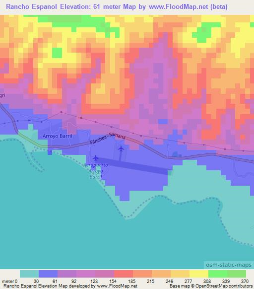 Rancho Espanol,Dominican Republic Elevation Map