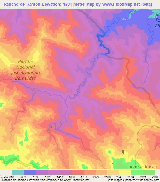 Rancho de Ramon,Dominican Republic Elevation Map