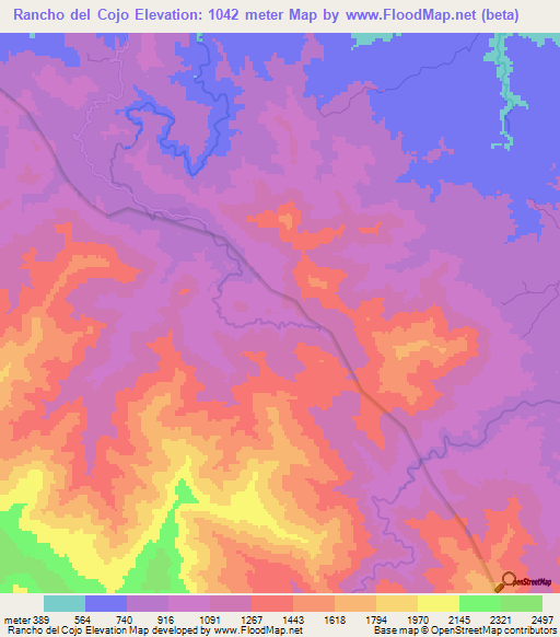 Rancho del Cojo,Dominican Republic Elevation Map