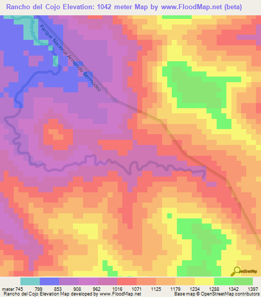 Rancho del Cojo,Dominican Republic Elevation Map