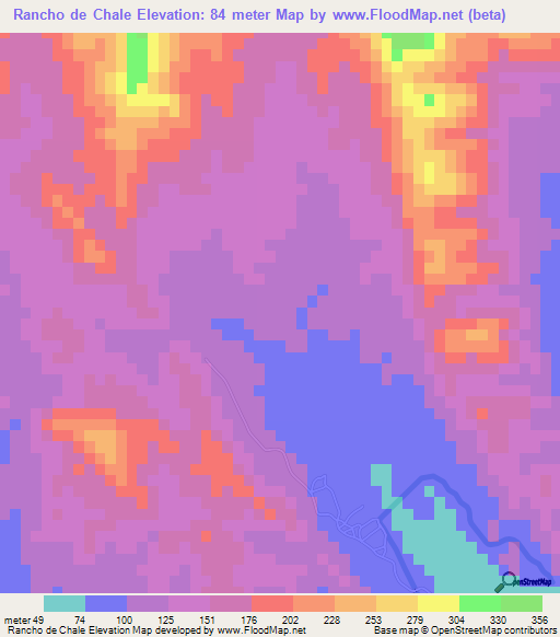 Rancho de Chale,Dominican Republic Elevation Map