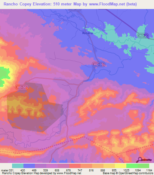 Rancho Copey,Dominican Republic Elevation Map